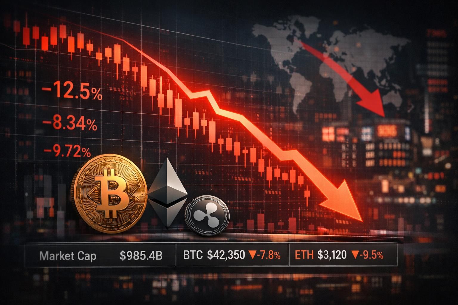 coinmarketcap 데이터에 따르면 암호화폐 시장 시가총액이 최근 24시간 동안 약 2% 감소한 사실을 확인하세요.