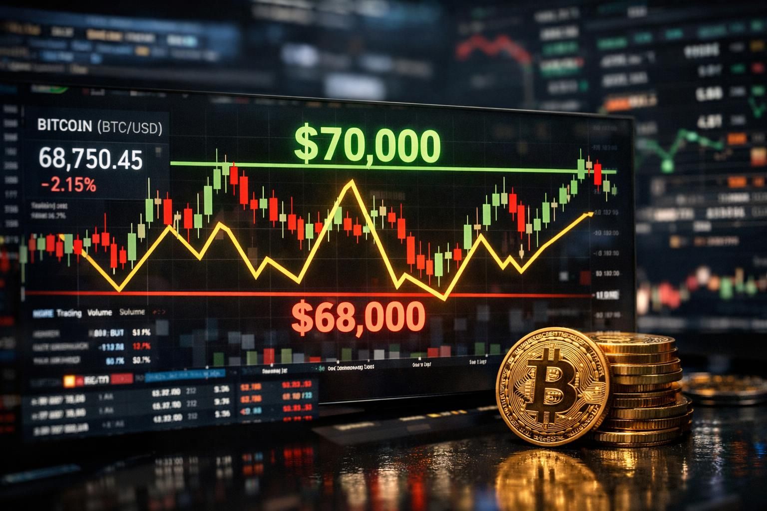 비트코인은 변동성이 큰 시장에서 6만8000달러에서 7만 달러 사이에서 가격이 움직이며 투자자들의 관심을 받고 있습니다.