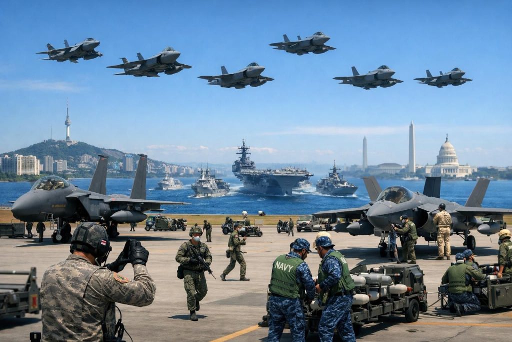 서울과 워싱턴이 공군과 해군이 함께하는 합동 군사훈련을 실시하여 양국 간 협력과 안보를 강화합니다.