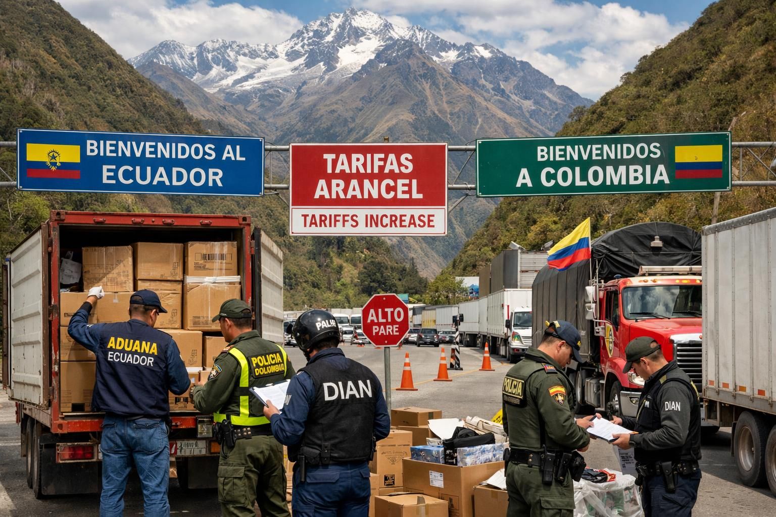 에콰도르는 양국 간 긴장 상황 속에서 콜롬비아산 제품에 대해 100% 관세를 부과하여 무역 갈등이 심화되고 있습니다.